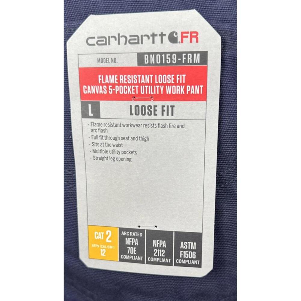 CARHARTT FLAME RESISTANT CAT 2 FRB159-DNY Navy Blue Workwear Pants Mens 32X32 - Picture 6 of 8